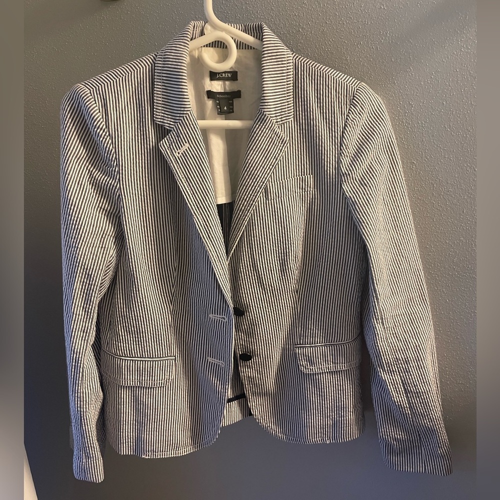 J. Crew Striped Blazer - Blue and White